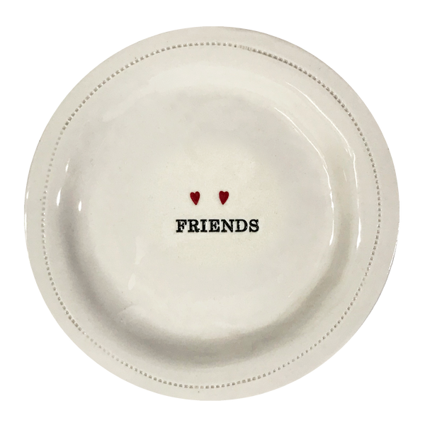 Friends w/hearts-  6" Porcelain Round Dish
