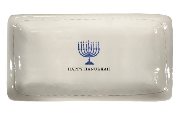 Hanukkah w/menorah.-  Porcelain Platter  11.5" x 5.5"
